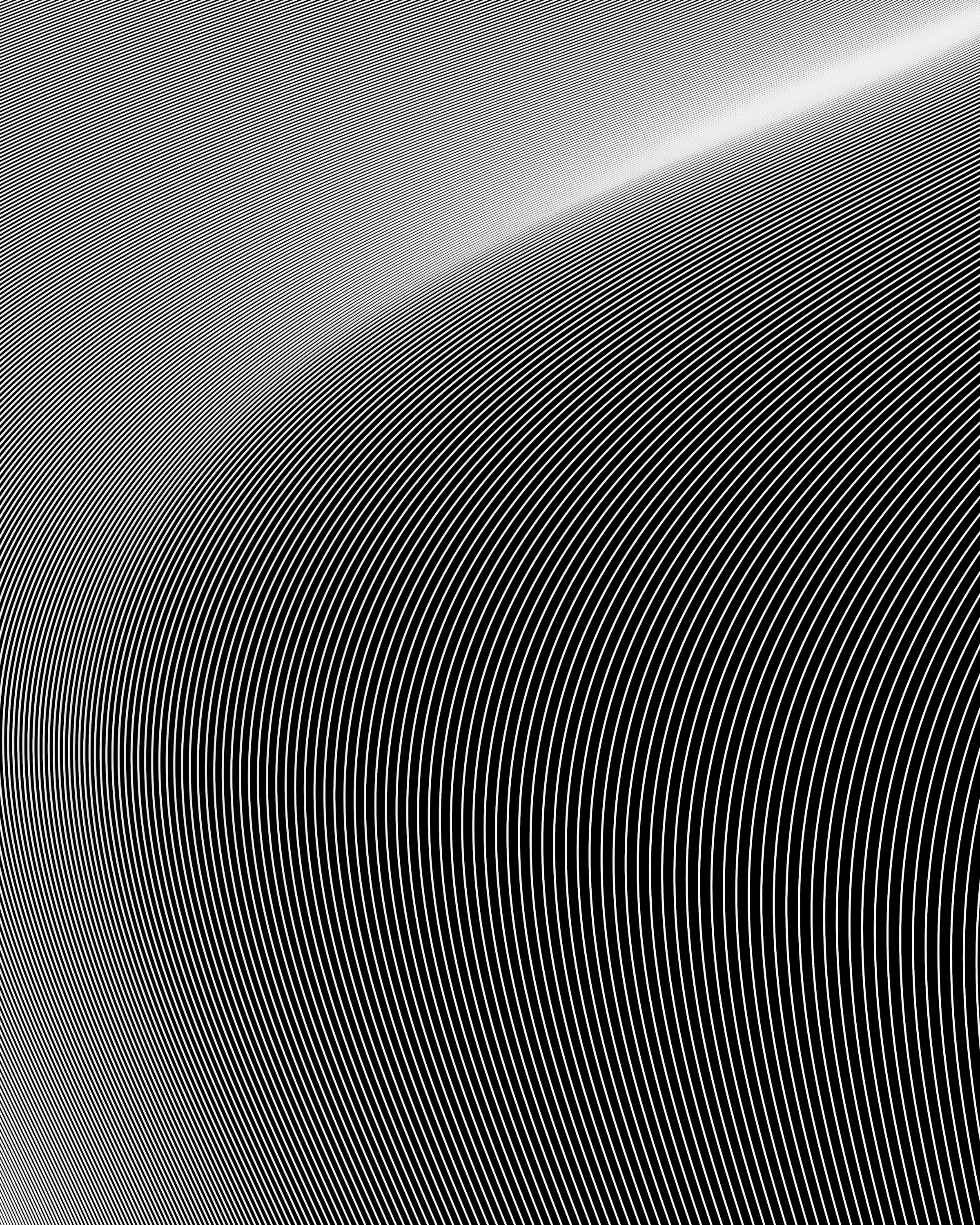 A black-and-white pattern of fine curved parallel lines forming a rippling moiré wave across the frame.